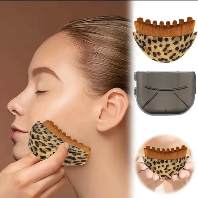 Lymphatic Contour Face Brush Drainage Massager Dry Sculpting Gua Sha Facial Depuffer Tool Massage Skin Lifting Beauty Appliance (1, Leopard)