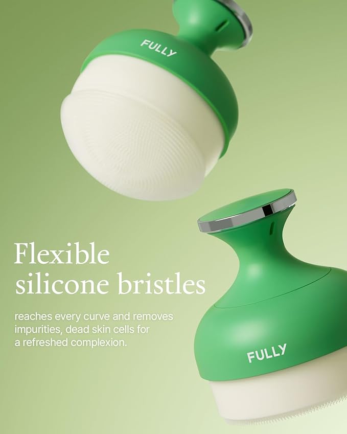 FULLY Pore Cleansing Silicone Brush, Effective Pore Cleaner, Over 2000 Fine Bristle, Unclog Pores, Blackhead Brush, Sebum Remover Tool, Gentle Exfoliator, Pairs with Green Tomato Clay Mask Cleanser
