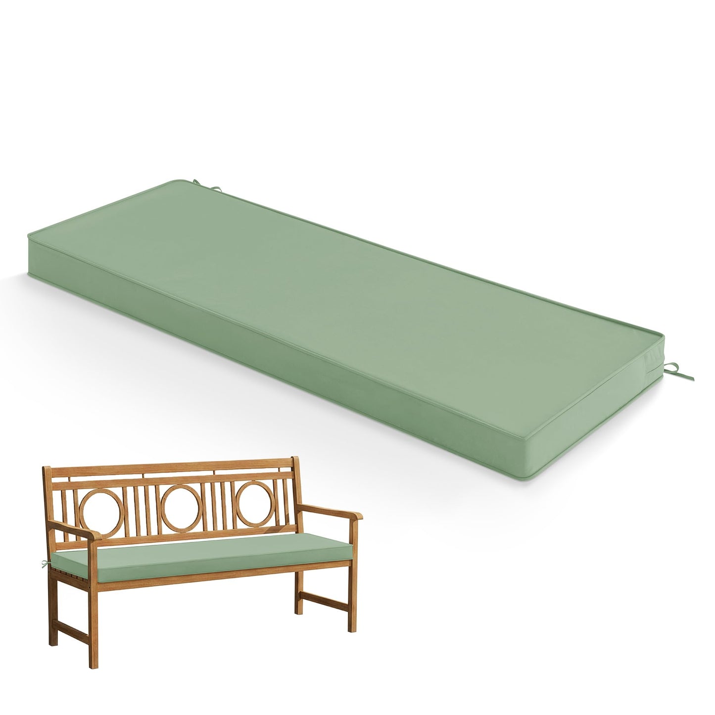 Summsun Outdoor Bench Cushion: Waterproof and Fade Resistant Patio Furniture Cushions - Non-Slip Bench Pad Cushion with Removable Cover for Garden Swing Porch Sofa Settee, 45 x 18 Inch, Sage Green