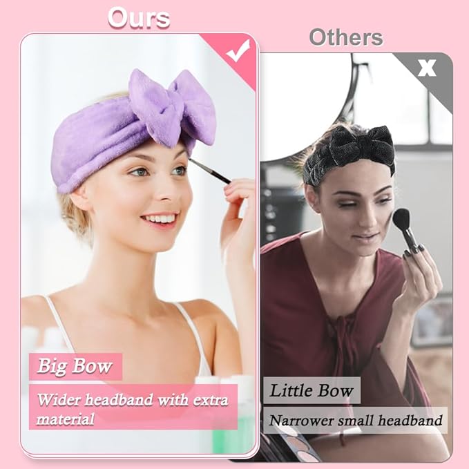 Shintop Spa Headband, Soft Makeup Headband with Cute Bow Elastic Face Wash Hairband for Skincare Facial Mask ShowersÃ¯Â¼ÂPurpleÃ¯Â¼Â