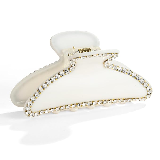 LILIE&WHITE White Acrylic Hair Clips For women With Rhinestones Design Hair Clip With Claw Elegant And Stylish Hair Accessory Claw Clips Perfect For Daily Use Hair Claws Fashion Jewelry