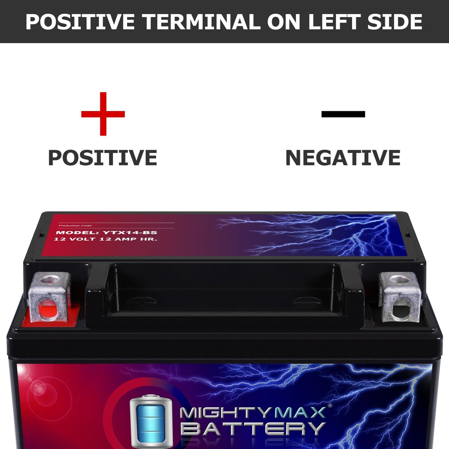 Mighty Max Battery YTX14-BS - 12 Volt 12 AH, 200 CCA, Rechargeable Maintenance Free SLA AGM Motorcycle Battery