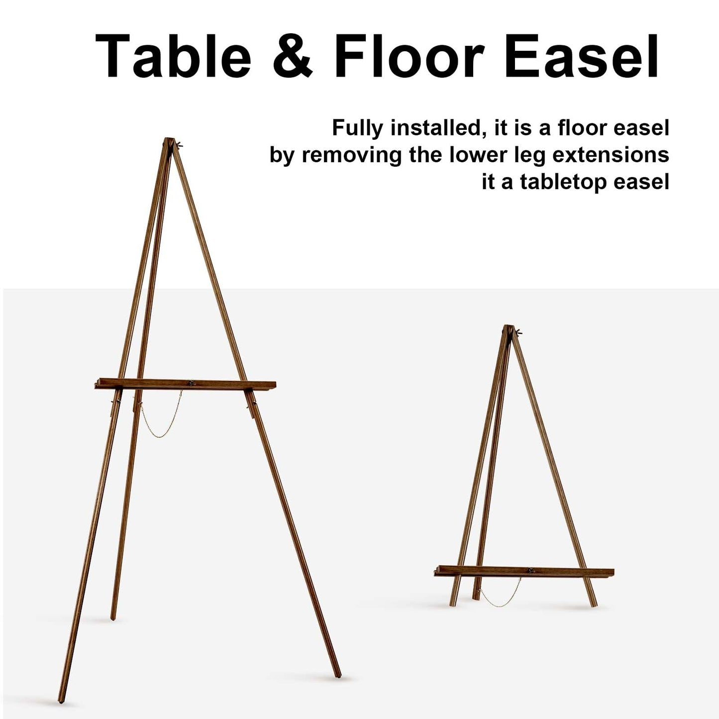 Falling in Art 65" A-Frame Tripod Easel Stand, Wooden Display Easel with Adjustable Canvas Holder, Floor Easel for Wedding Signs, Posters, Paintings, Artwork(Brown)