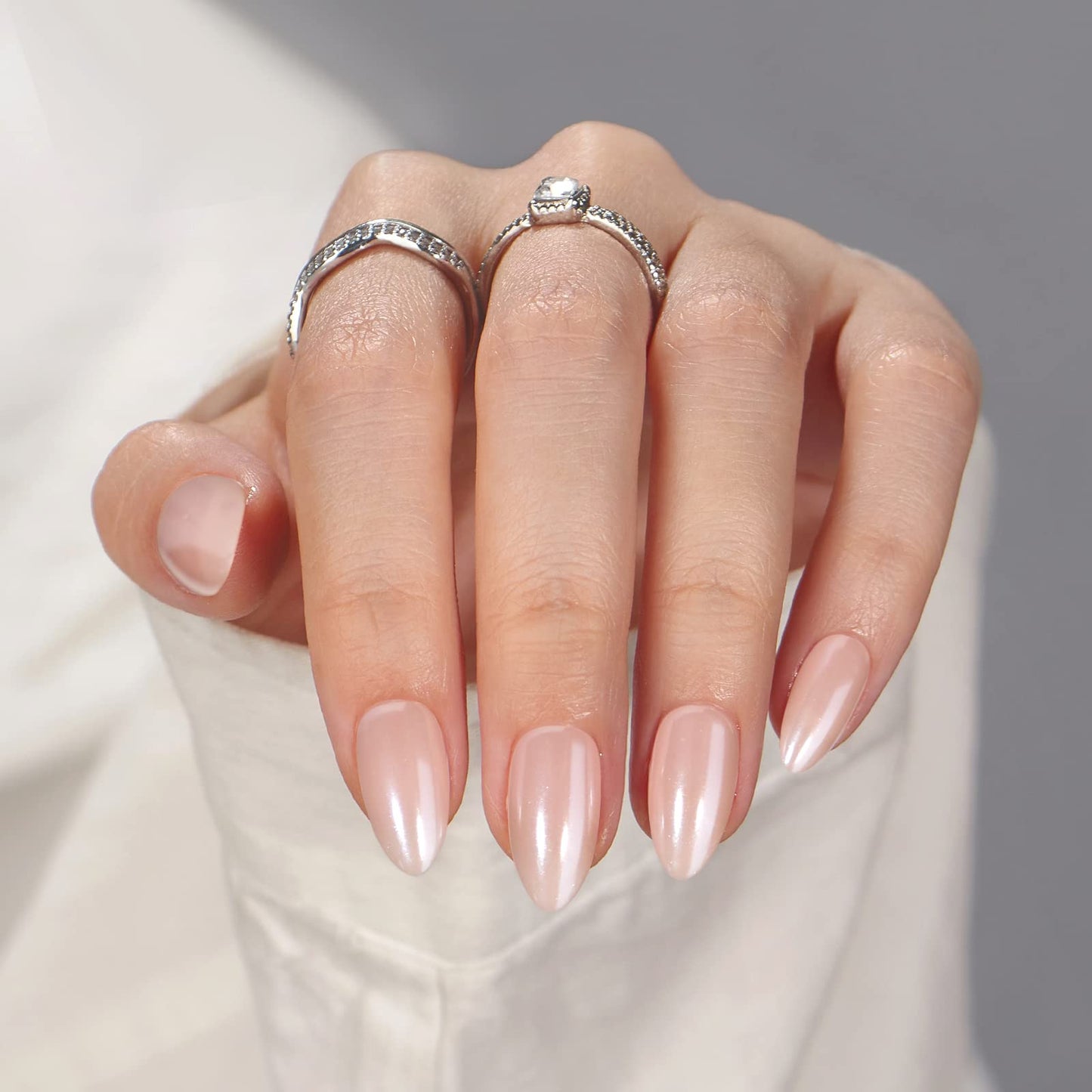 BTArtbox Press On Nails Almond - Short Nude Natural Nails Press Ons, Glue On Nails for Wedding Birthday Gift, Supremely Fit & Glossy Stick On Nails in 16 Sizes - 32 Nail Kit, Nudies