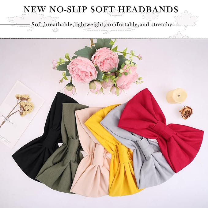 Kachanaa 6 Packs New Wide Headbands for Women,Non-Slip Thick Soft Elastic Bandeau Hair Bands Yoga Workout Running Sweat Makeup Hair Wraps Hair Accessories