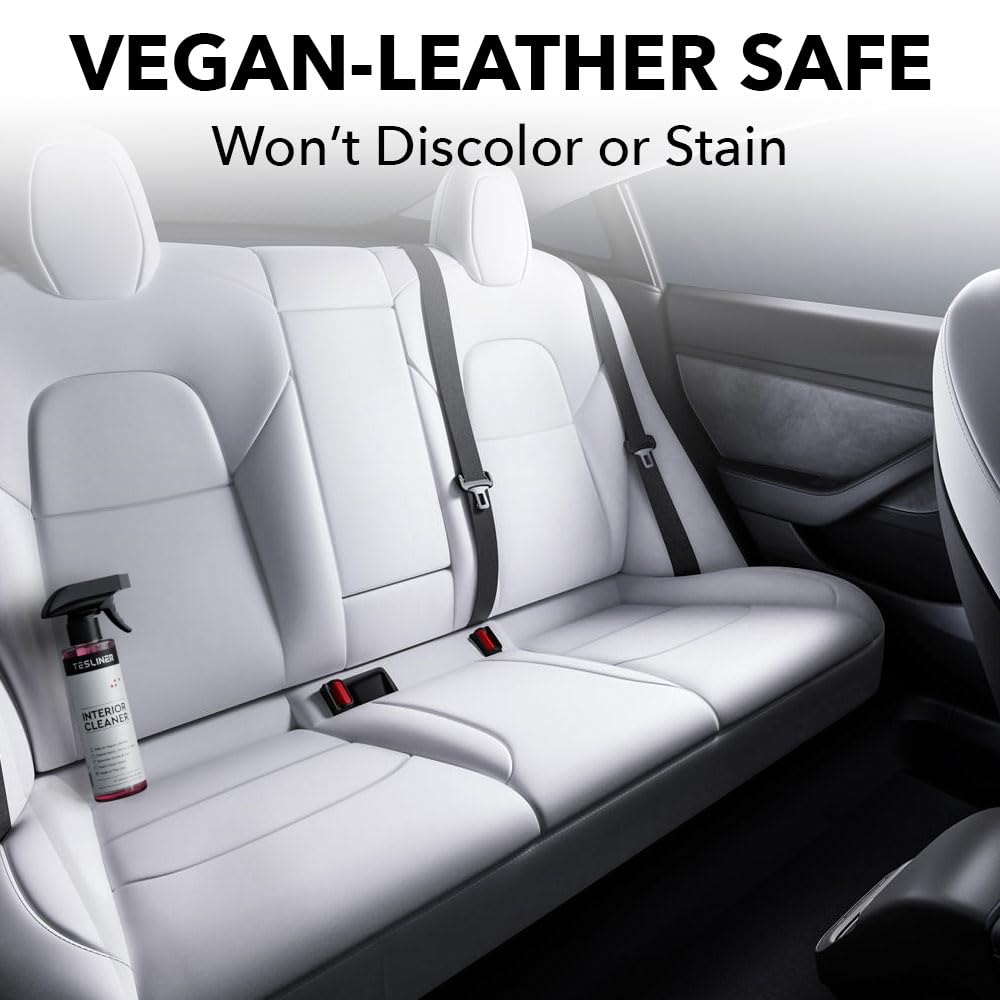 Tesla Seat Cleaner & Stain Remover, Interior Cleaner for Black & White Vegan Leather, Interior Cleaning Products | Tesla Model Y Juniper Accessories 2026, Tesla Model 3 Accessories, S, X, Cybertruck