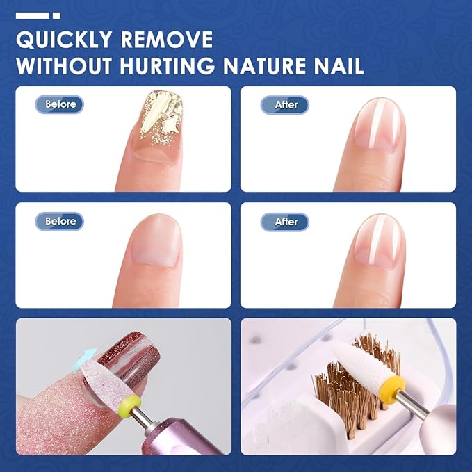 21pcs Nail Drill Bits Sets with Nail Drill Holder Case, 3/32 Inch Cuticle Electric Nail File & Ceramic Acrylic Gel Nail Bit Kit, Carbide Cuticle Remover Bits for Manicure Pedicure, Home Salon