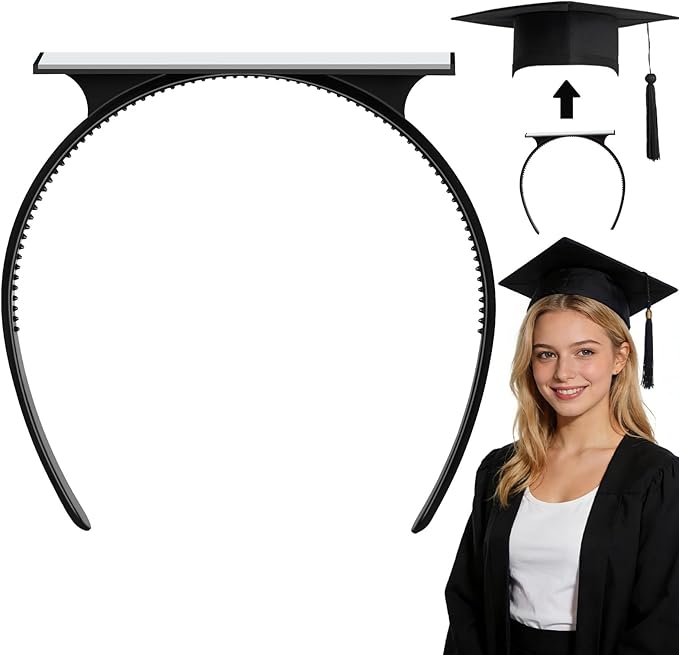 Graduation Cap Headband, Grad Cap Headband for Graduation Insert - Secures Graduation Hat & Keep Hairstyle, Hat Accessories Hairband for Graduates, Students