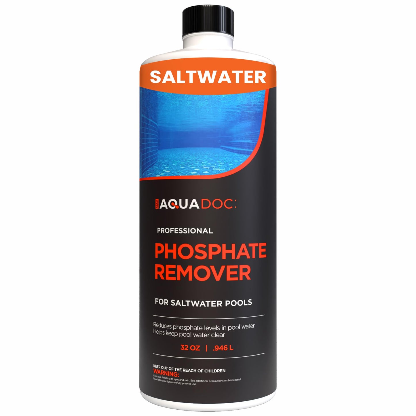 Phosphate Remover for Saltwater Pools - Pool Phosphate Remover to Reduce Phosphates and Improve Water Clarity - AquaDoc Pool Maintenance Formula Made in USA - 32oz