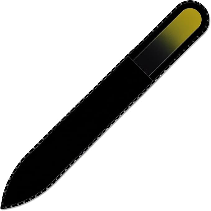 Mont Bleu Rainbow Crystal Nail File in Black Pouch - Czech Tempered Glass - Handmade in Bohemia (Czech Republic)