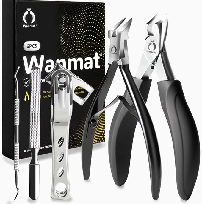 5 in 1 Professional Toenail Clippers for Thinck & Ingrown Nails, Upgraded Podiatrist Toe Nail Clippers for Men, Sharp Blade Nail Cutter Set, Wanmat