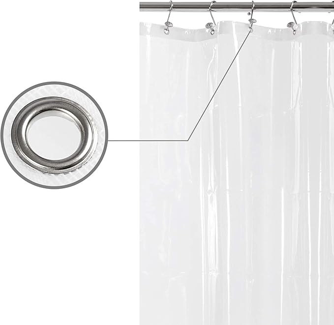 Barossa Design Shower Curtain or Liner with 3 Magnets for Shower Stall Size 42 inch Wide, PEVA, Waterproof, PVC Free, Metal Grommets, Clear, 42x72
