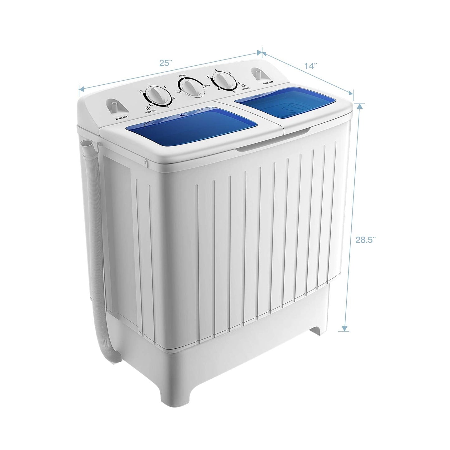 Giantex Portable Washing Machine, 20lbs Capacity, Twin Tub 2lbs Washer & 8lbs Spinner Combo, Compact for Apartment RV Dorms, Blue & White, GT24267-PE