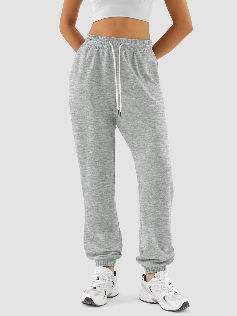 ATHMILE Women's Pants Workout Gym Sport Running Sweatpants Loose Lounge Baggy Comfy Thin Oversized Cotton Sweats Drawstring Pajama Jean Fall Fashion Grey