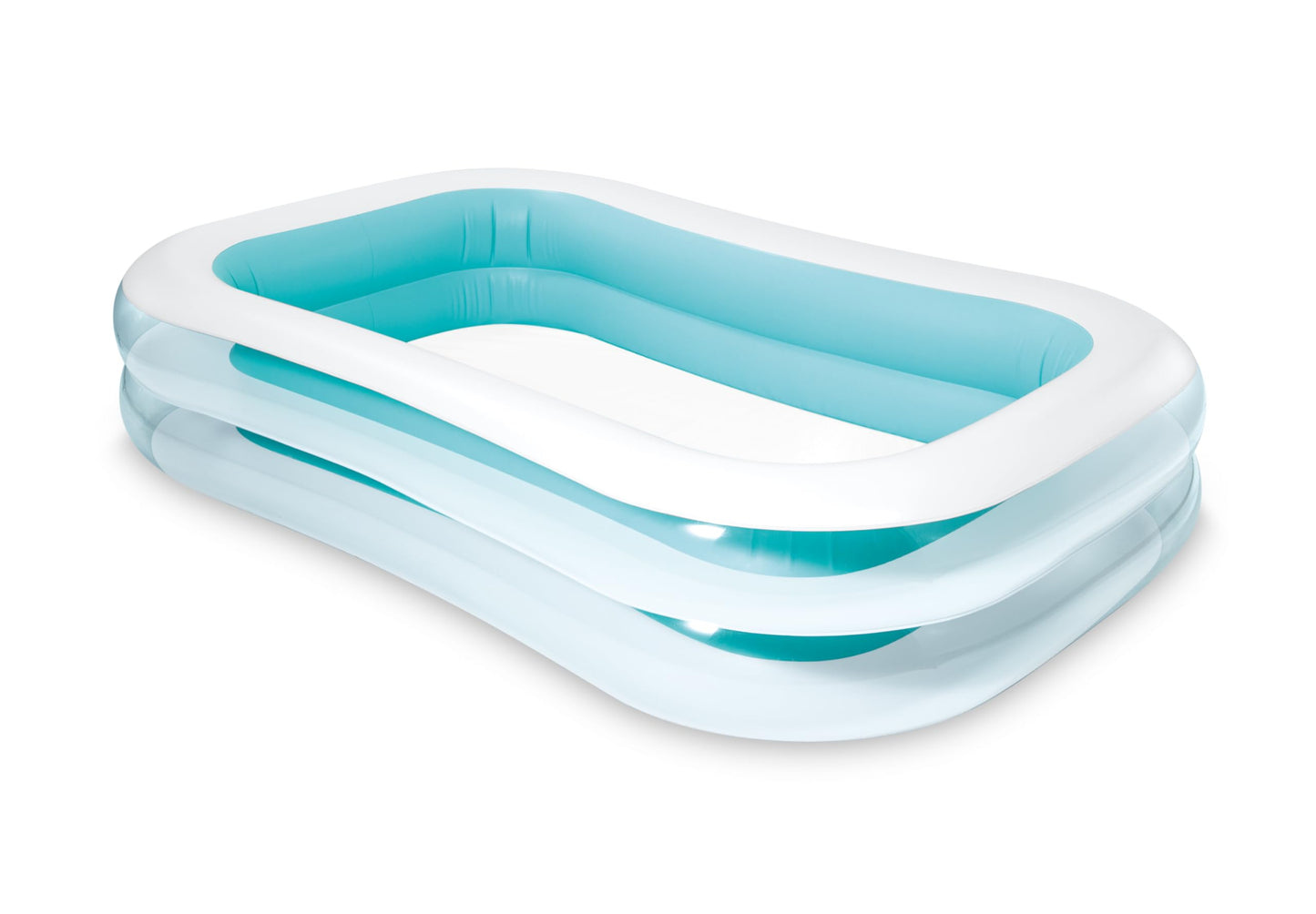Intex 56483EP Inflatable 8.5' x 5.75' Swim Center Family Pool for 2-3 Kids, Backyard Splash Pool for Children 6+ Years Old, 198-Gallons, Blue & White