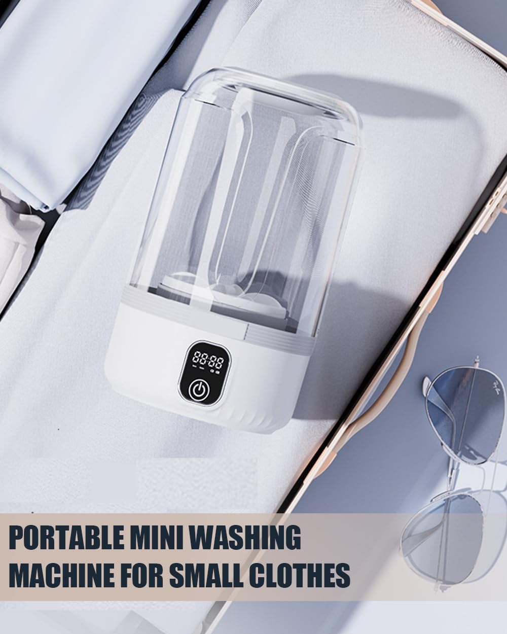 Portable Mini Washing Machine for Underwear, Compact Underwear Washing Machine– 3000mAh Rechargeable Mini Washer for Travel, Dorm, RV & Home Use (1.5L)