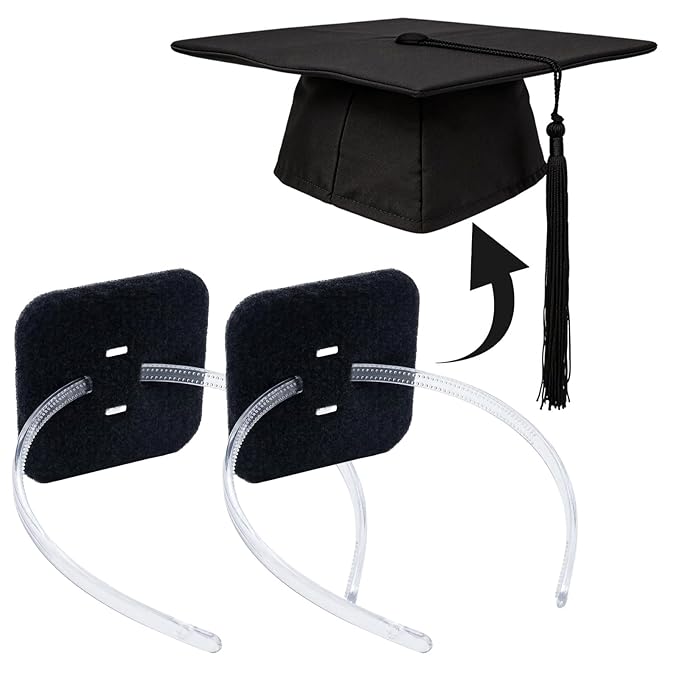 2 Pack Clear Graduation Cap Headband Secures Decorations Holder Grad Cap Headband Insert Hat Anti-Slip Accessories for Graduates Gift
