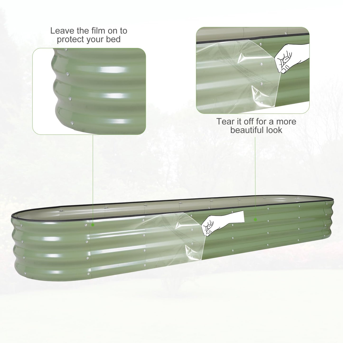 Permade Galvanized Raised Garden Bed Outdoor- Raised Beds for Gardening| Metal Planter Box, Steel Raised Garden Bed Kit with Safety Edging and Gloves for Vegetables, Flower, Herbs (4x2x1FT, Green)