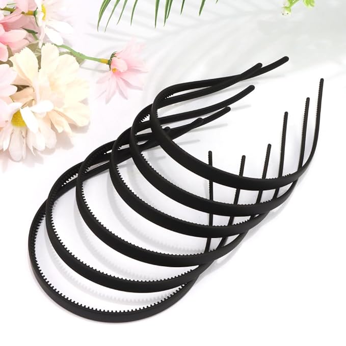 TOBATOBA Black Headbands for Glasses Wearers No Pressure No Headache Square Sunglasses Headband for Women Comfortable Plastic Hairbands with teeth, Womens Headbands Non Slip 6Pcs