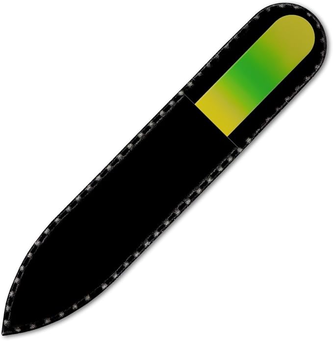 Mont Bleu Rainbow Crystal Nail File in Black Pouch - Small/Purse Size - Czech Tempered Glass - Handmade in Bohemia (Czech Republic)