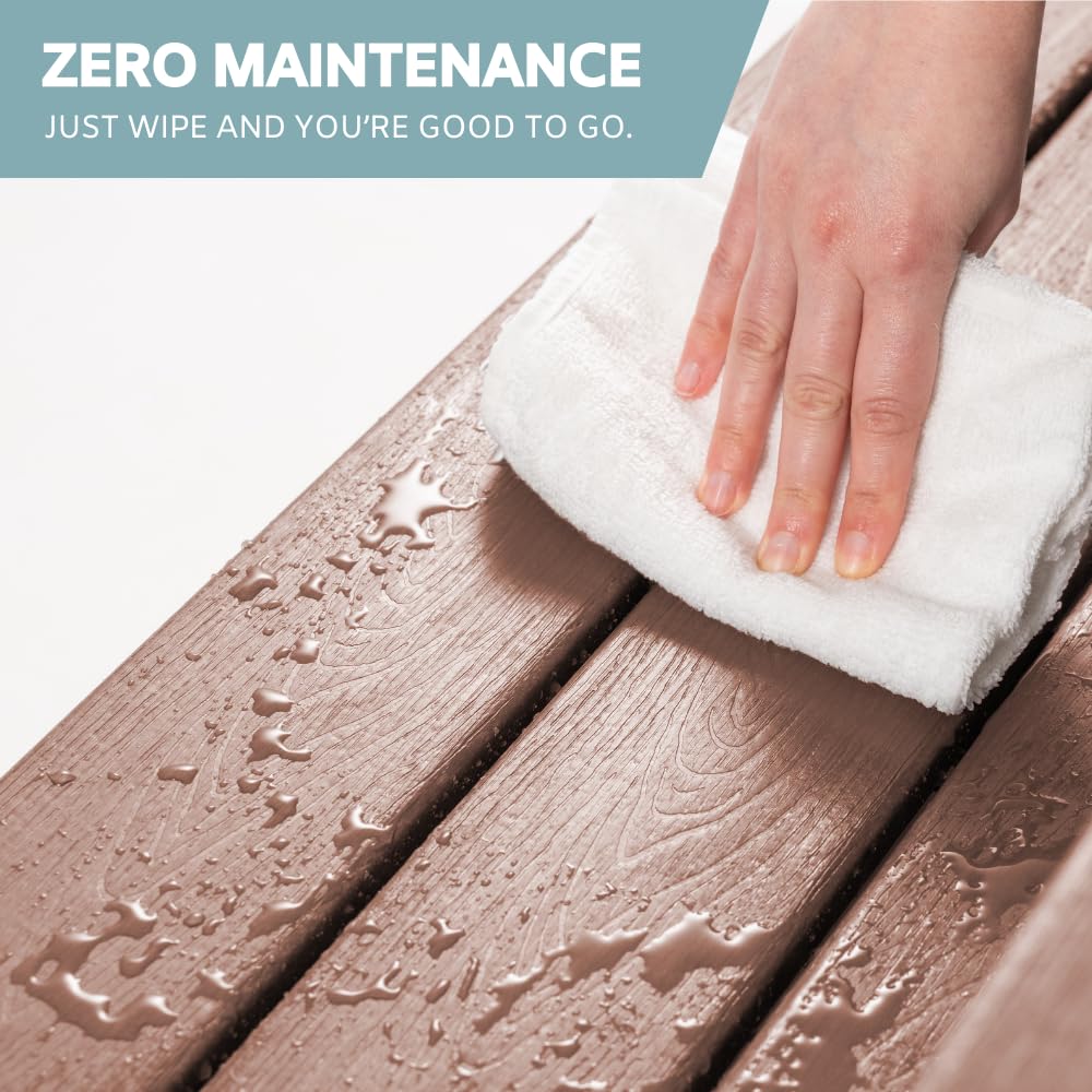 DENKOE Hot Tub Steps - Wood Looking Plastic - 100% Waterproof - Brown Non Slip, Heavy Duty, Multi Use as Porch Steps, Hot Tub Stairs, Outdoor Stairs, Fits Any Spa Size