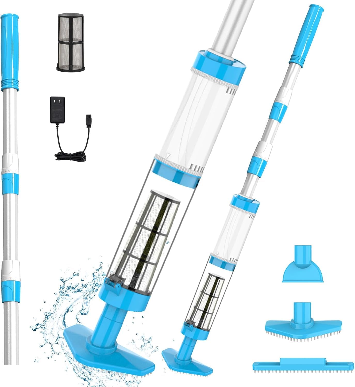 4 in 1 Cordless Rechargeable Small Pool Vacuum spa hot tub 90 Mins Running Time, 12 Gallons/Min Powerful Suction 2026 new (White Cyan)