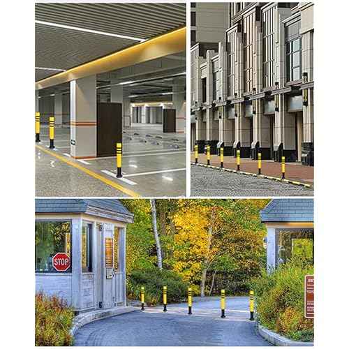 Safety Bollard with Anchor Bolts - 30" x 3" Parking Barrier Post with Reflective Tape for Construction and Traffic-Sensitive Areas, 1-Pack