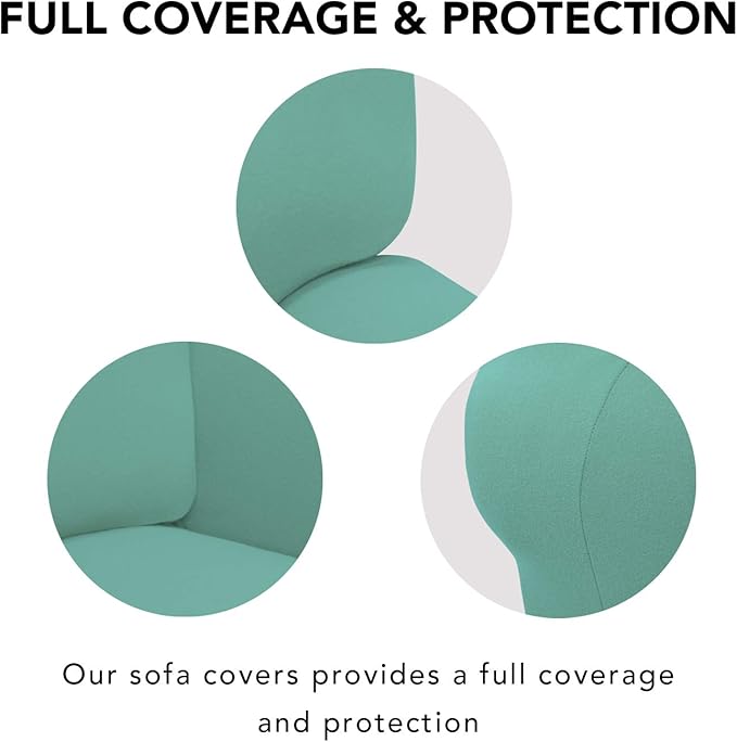 PureFit Super Stretch Sofa Slipcover – Spandex Non Slip Soft Couch Sofa Cover, Washable Furniture Protector with Non Skid Foam and Elastic Bottom for Kids, Pets （Oversized Sofa, Cyan）