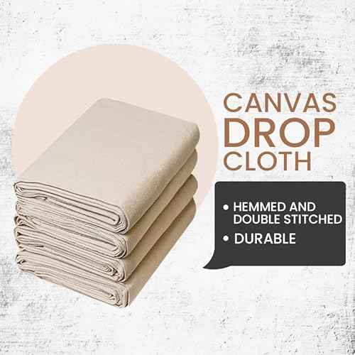 Canvas Painters Drop Cloth (Size 4 x 5 Feet - Pack of 1) - Pure Cotton Paint Drop Cloth for Painting, Curtains, Furniture & Floor Protection - All Purpose Thick Canvas tarp with Double Stitched Edges
