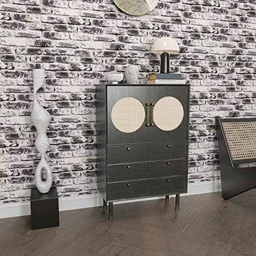 VaryPaper Distressed Grey Brick Wallpaper Peel and Stick Wallpaper 17.7''x78.7'' 3D Textured Faux Brick Wallpaper Removable Self Adhesive Brick Contact Paper for Walls Kitchen Backsplash Fireplace