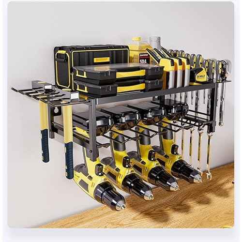 Power Tool Organizer, 2-Layer Metal Wall Mount Storage Rack, Tool Holder for Garage Workshop