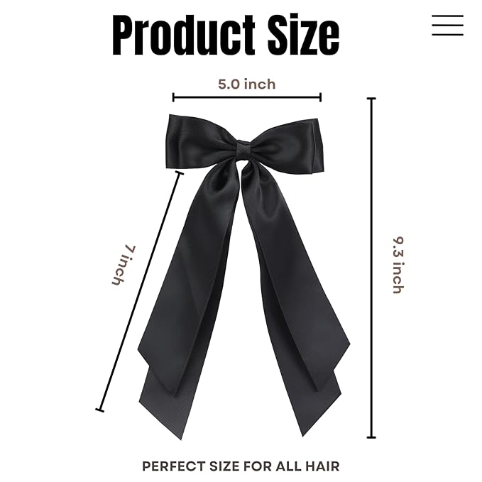 LuSeren 2 PCS Double Layer Hair Bows Beige Black Hair Ribbon Clips Ponytail Holder Accessories for Women Girls Toddlers Teens Kids