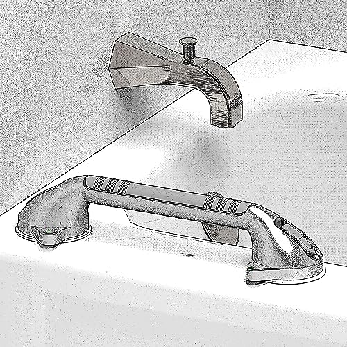 16.5inch Suction Bath Grab Bar with Indicators, Balance Assist Bathroom Shower Handle, Silver/Grey（Pack of 2）