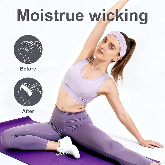 DRESHOW 8 Pack Sweat Bands Headbands for Women Workout Non-Slip Stretchy Fashion HairBand Curly Hair Headband Soft Hair Accessories for Sports Running Athletic Yoga