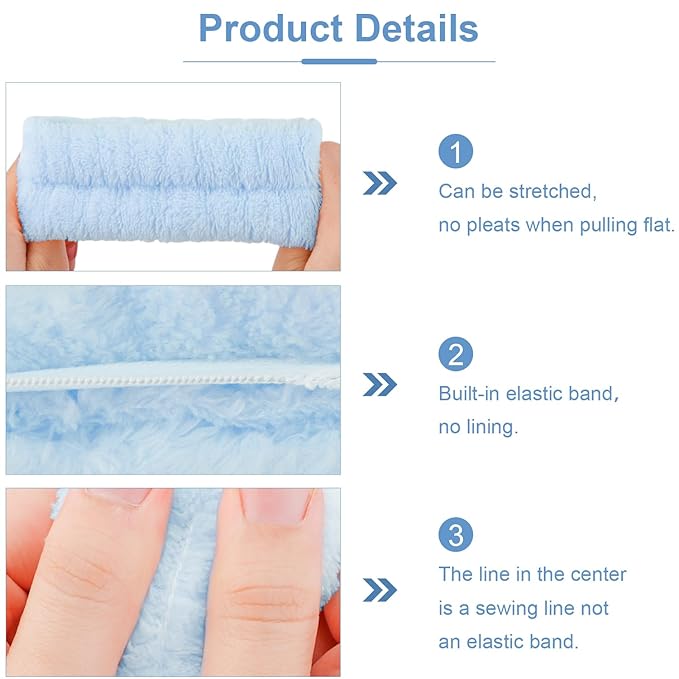 Chanaco Spa 4PCS Face Wash Hair Accessories in Blue - Makeup Headband, Skincare Headband with Bow Tie, Sponge Wrist Bands for Women and Girls