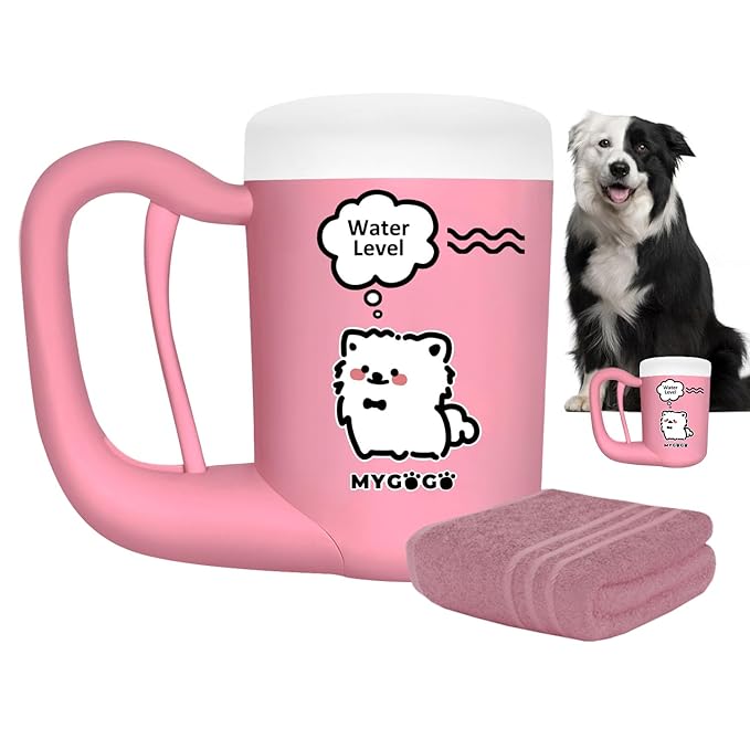 Semi-Automatic Paw Cleaner for Small Medium Dog Breeds, Premium Quality Silicone, Muddy Paw Washer, Essential Necessity (Pink, Medium)