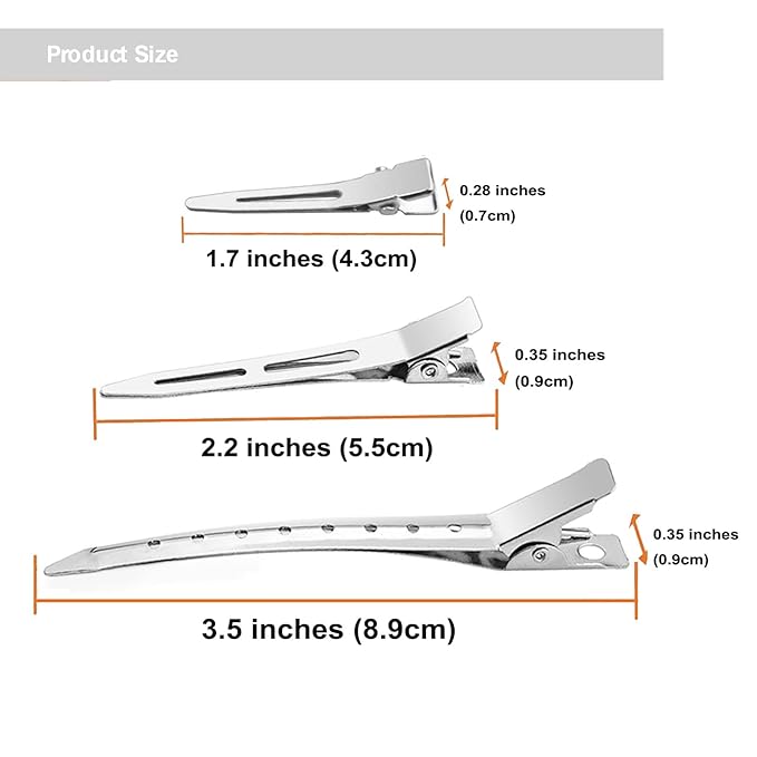 40pcs Metal Duck Billed Hair Clips for Styling Sectioning,Silver for Women Long Hair, Alligator Curl Clips for Hair Roller,Salon,Bows DIY with Case