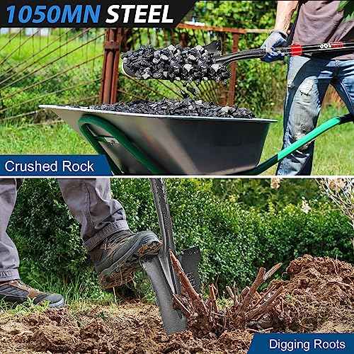 Drain Spade Shovel - Trenching, Transplanting, Narrow, Serrated for Digging, 44 Inches