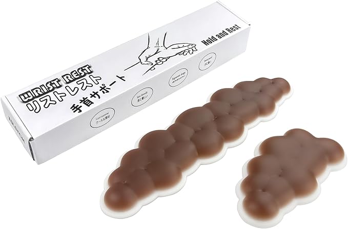 PU Gel Material Computer Keyboard Mouse Wrist Rest, Ergonomic Design, Relieving Typing Pain, Keyboard pad Supporting arm, Mouse pad Supporting Wrist, Anti-Skid PU Base, Office, Home, Games (Brown)