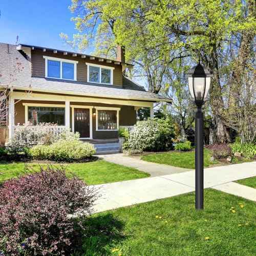 Accessories 3" x 84" Outdoor Light Post in Black for for Outdoor Residential Porch, Terrace, Courtyard, Garden, Driveway, Family Lawn,Walkway