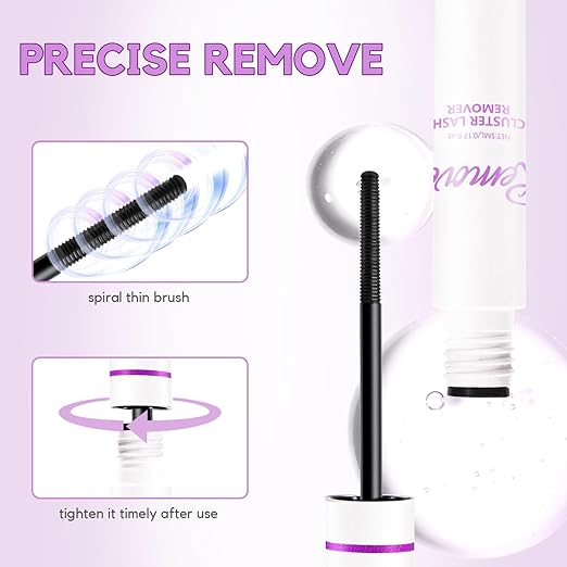 GAQQI Lash Glue Remover for Lash Clusters, Eyelash Remover for DIY Home Use, Gentle Formula for Sensitive Eyes, Quick & Deep Dissolving Adhesive, 5ml