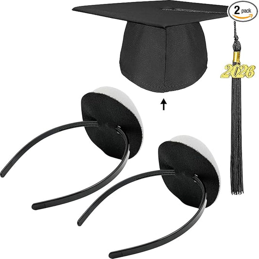 2 Pcs Graduation Cap Headband, No-Slip Comfortable Grad Cap Headband Insert with Premium Hook and Loop Fastener, Reliable Grip for All-Day Ceremony, Fits Most Head Sizes