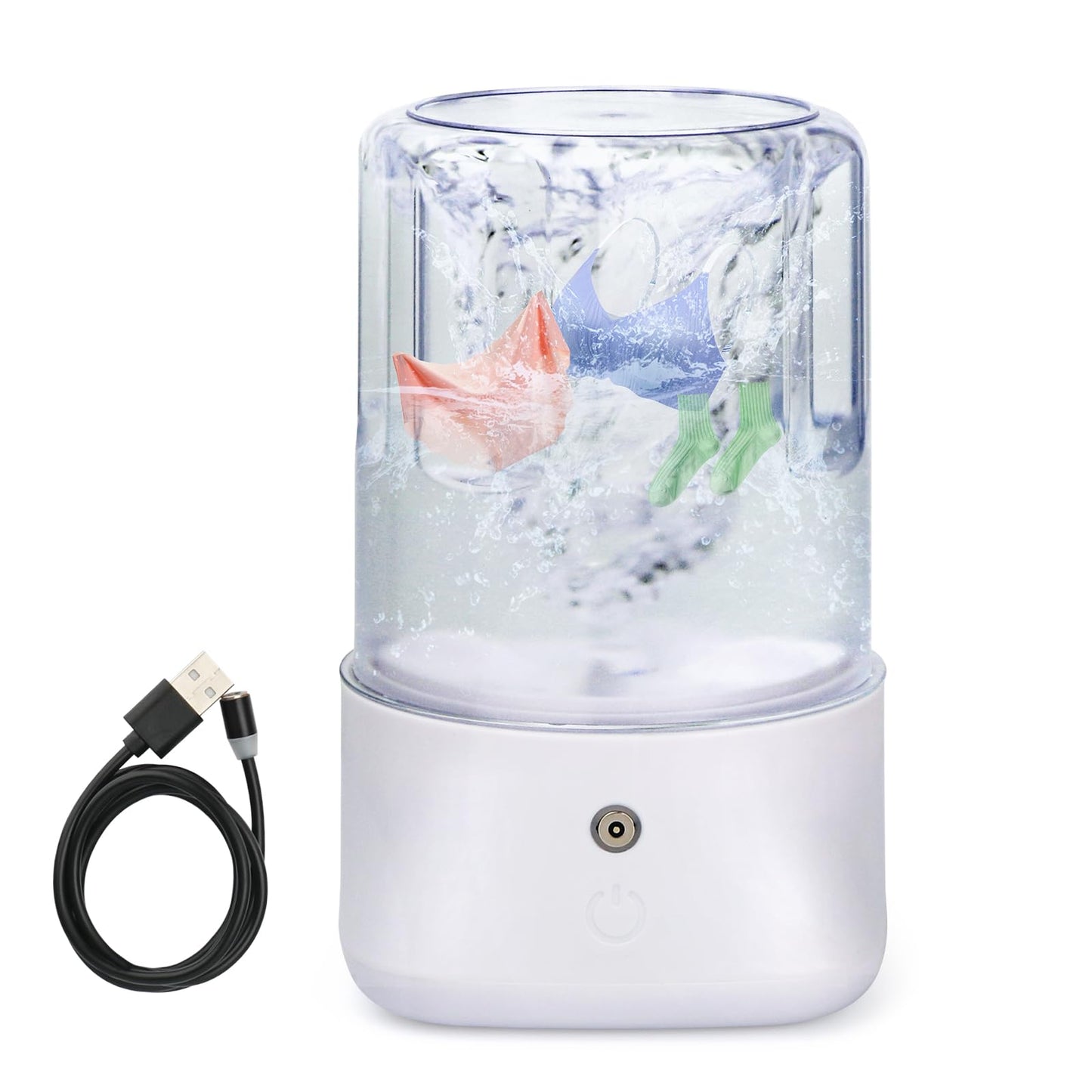Anbanglin Mini Portable Washing Machine - USB Rechargeable 1L Small Washer with 2 Modes Deep Cleaning for Underwear, Socks & Baby Clothes, Compact Travel Laundry for Apartment, Dorm, Camping, White