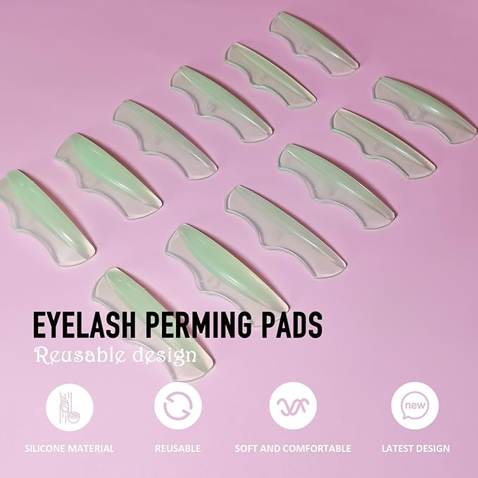 Libeauty Eyelash Lift Pad Reusable Silicon Lash Perm Rod 6 Sizes C-Curl Eyelash Lifting Shield DIY Use at Home or Salon Lash Perming Tool