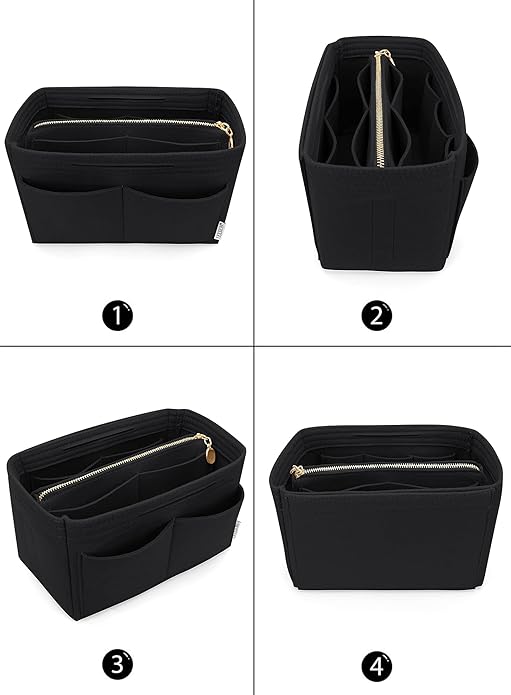 LEXSION Felt Purse Bag Organizer Insert with zipper Bag Tote Shaper Fit Speedy Neverful PM MM