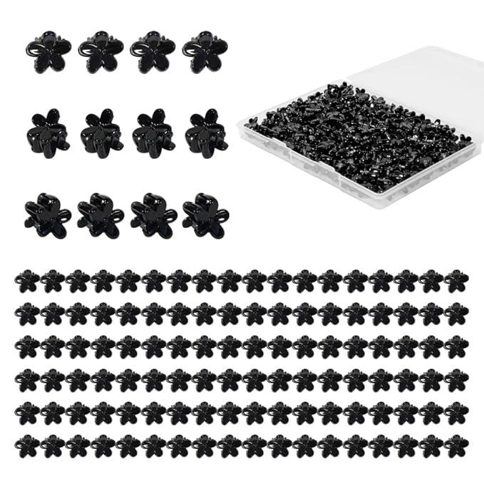 Mini Flower Hair Clip Flower Clips,Colorful Mini Hair Claw,for Women, Girls,Baby, Toddler Bangs Strong Grip Small Tiny Rainbow Hair Clips (50, Black)