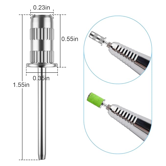 Nail Drill Bits,Sanding Bands for Nail Drill Shaft 3/32 inch,Drill Bits for Nails,Mandrel Bit for Nails,Nail Drill Bits for Acrylic Nails Manicure Nails Manicure Pedicure Tool (Silver) Pack of 6