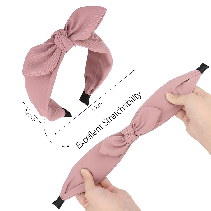 Jaciya Headbands for Women Wide Knotted Bow Headband for Girls Hair Accessories Bunny Ears Head Band