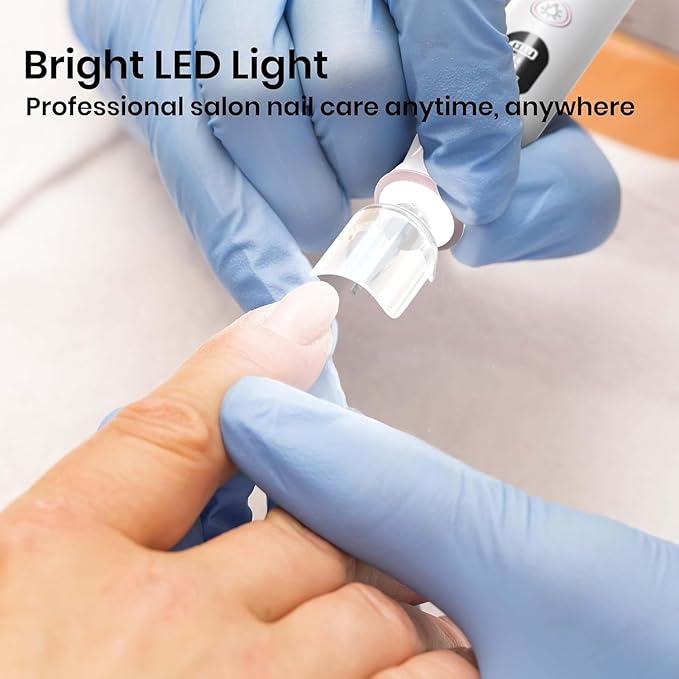 Professional Nail Drill Kit: Electric Nail File with LCD & Lamp, Long-Lasting Thick Toenail Grinder, Rechargeable & Cordless Toe Nail Dremel Tools for Women & Men Manicure and Pedicure Gifts