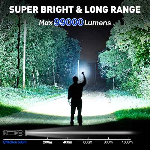 Rechargeable LED Flashlights High Lumens, 99,000 Lumens Super Bright Flashlights with 5 Modes, Waterproof Powerful Flash Light Multifunctional Flashlights for Home Emergencies Hiking£¨2 Pack£© (Black)